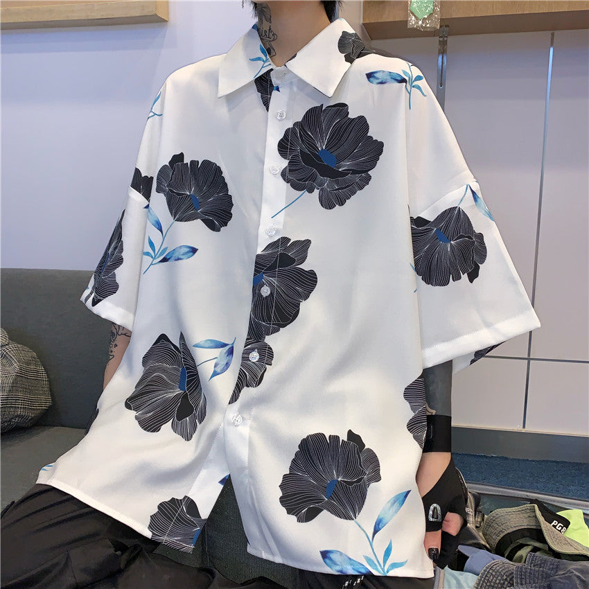 Big Flower All-Over S/S Shirt (White)