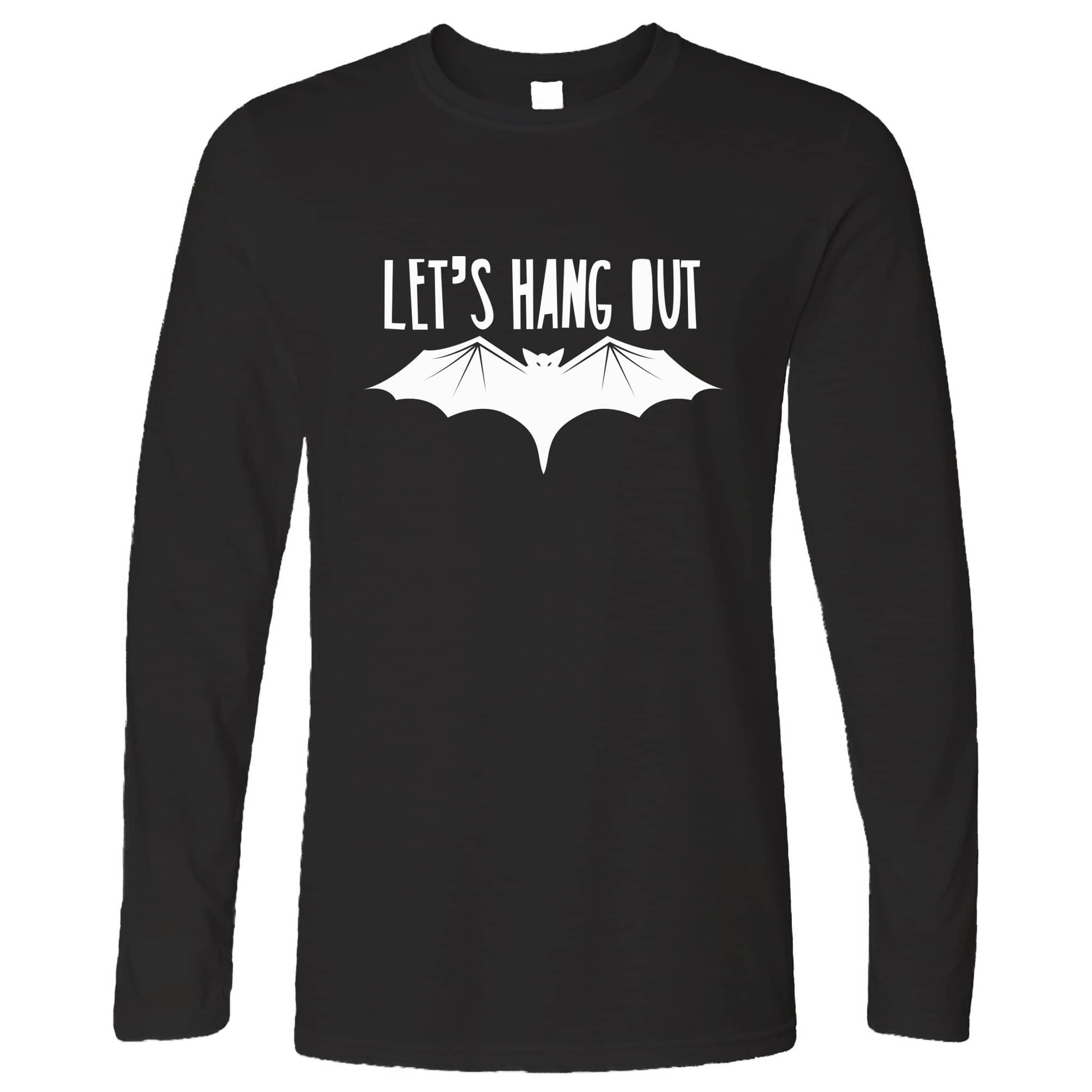 Novelty Halloween Long Sleeve Let’S Hang Out Bat Slogan T-Shirt