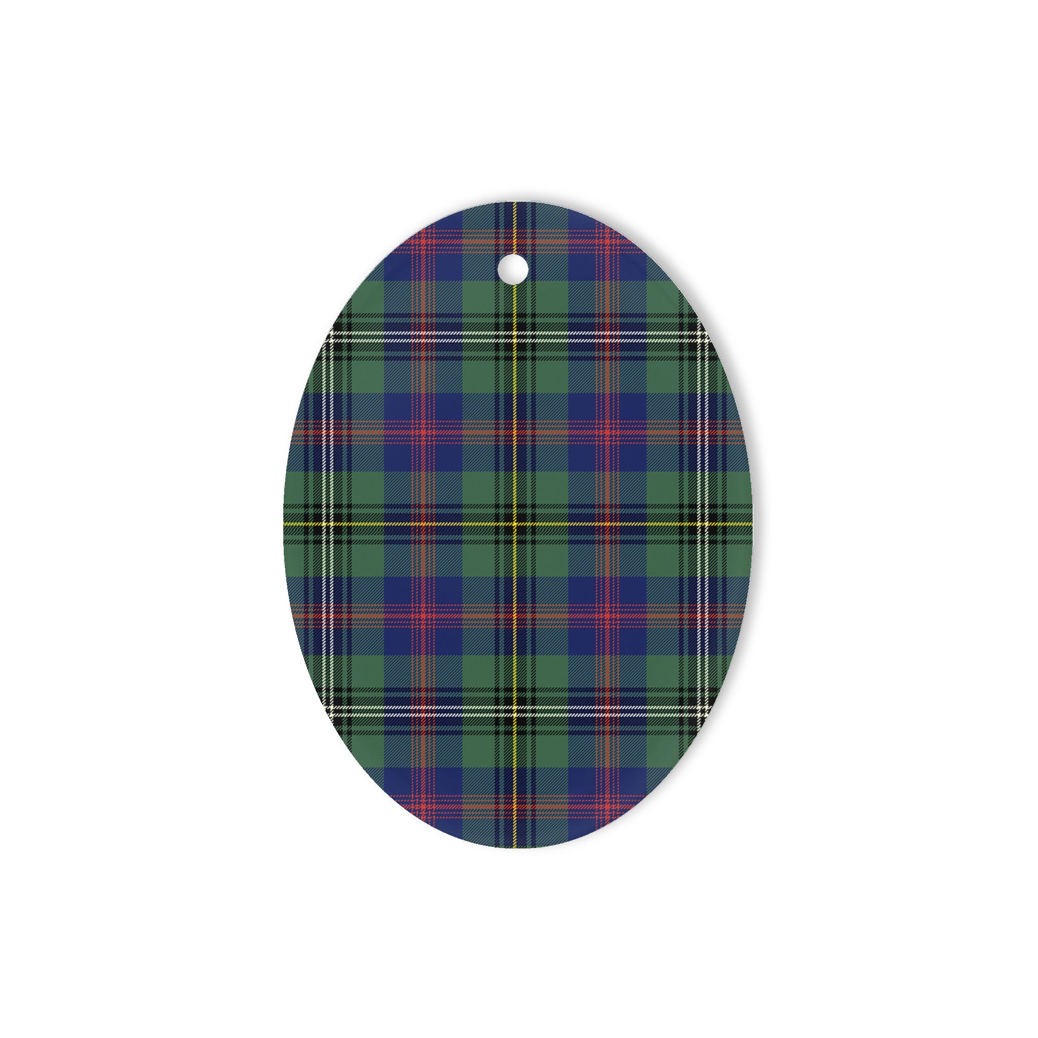 Wood Tartan Oval Ornaments, Christmas Tree Ornament, Plaid Christmas Ornaments, Ceramic Oval Christmas Tree Decoration