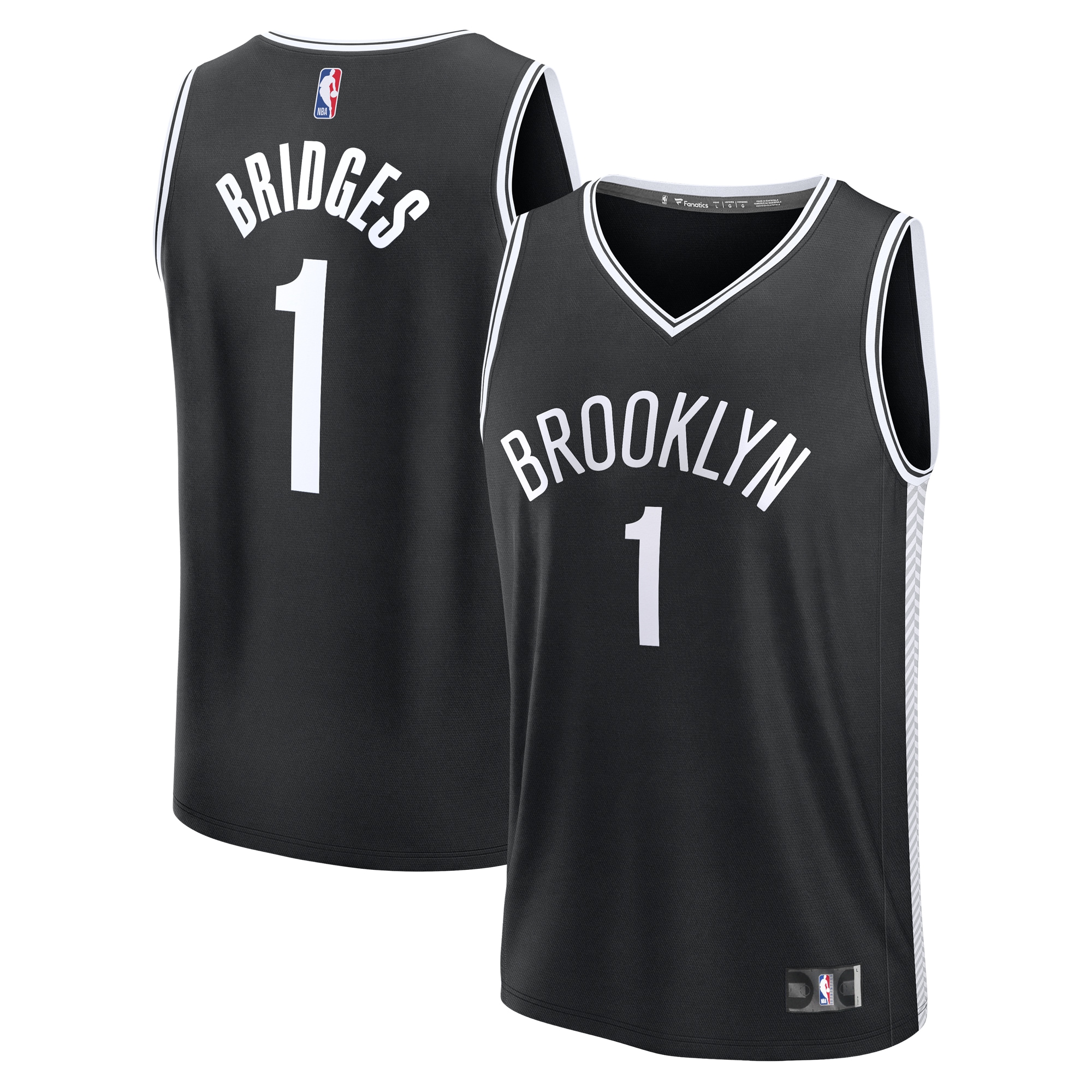 Mikal Bridges Brooklyn Nets Branded Youth Fast Break Player Jersey – Icon Edition – Black