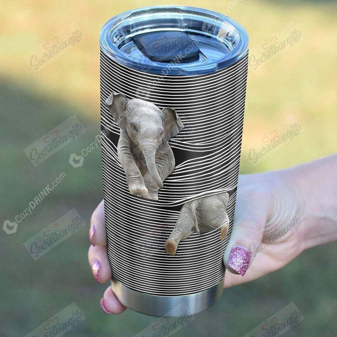 Personalized Cute Elephant Stainless Steel Tumbler Customize Name, Text, Number Hhc0201247