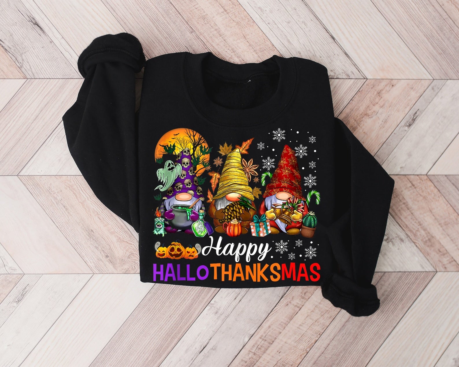 Hallothanksmas Sweatshirt Halloween 2D Crewneck Sweatshirt All Over Print Sweatshirt For Women Sweatshirt For Men Sws3642