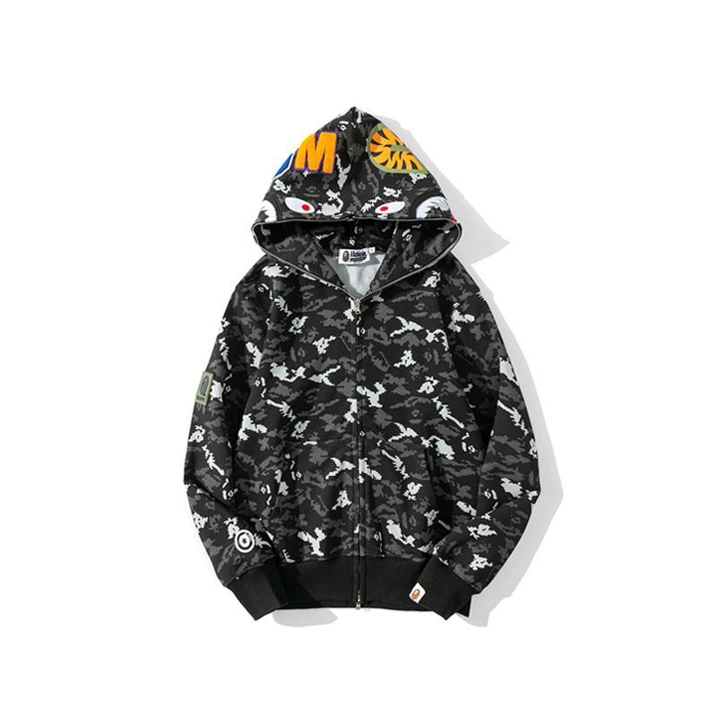 Bape Shark Pixel Camo Hoodie Black Grey Hdcp6693