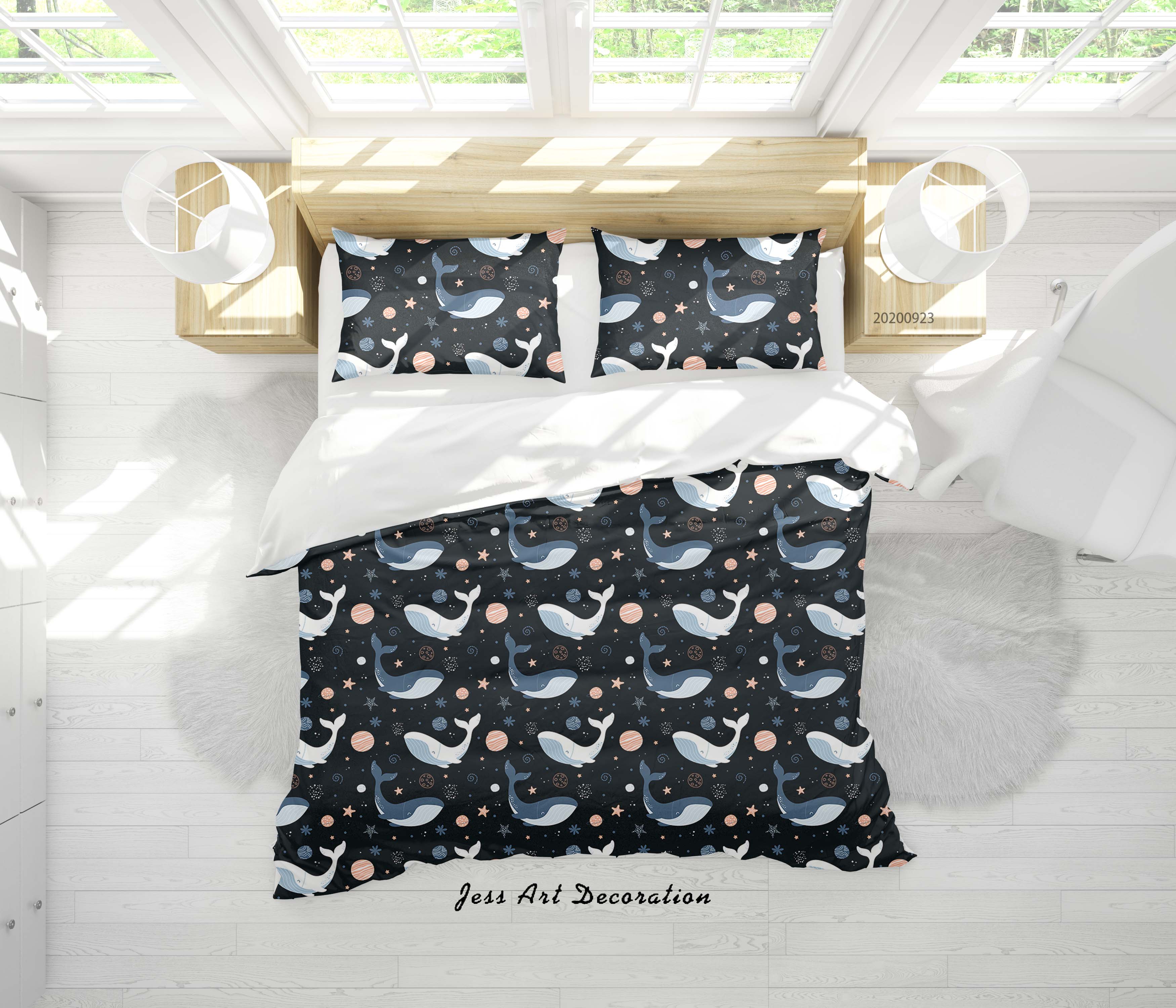 3D Whales Space Pattern Quilt Cover Set Bedding Set Duvet Cover Pillowcases Wj 6312