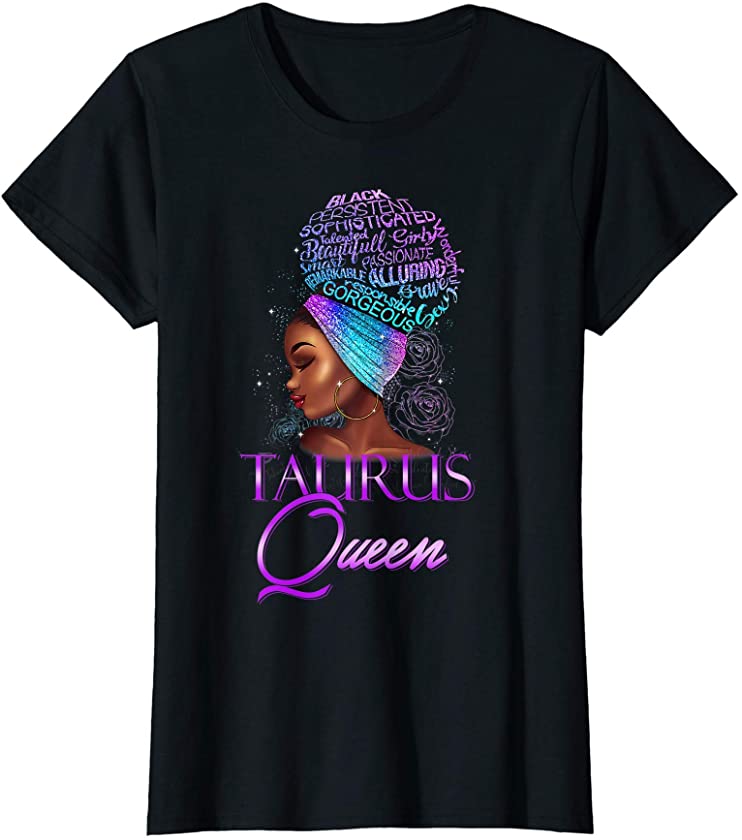 Purple Taurus Queen African American Woman April May T-Shirt