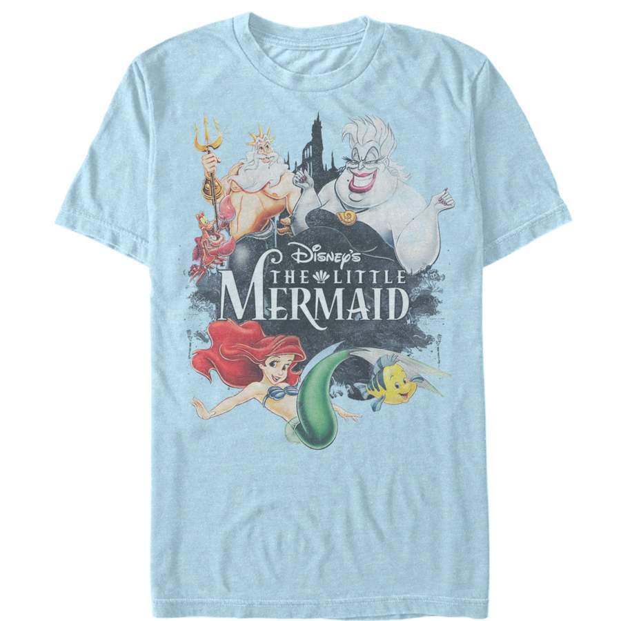 The Little Mermaid Men’s Vintage Characters  T Shirt