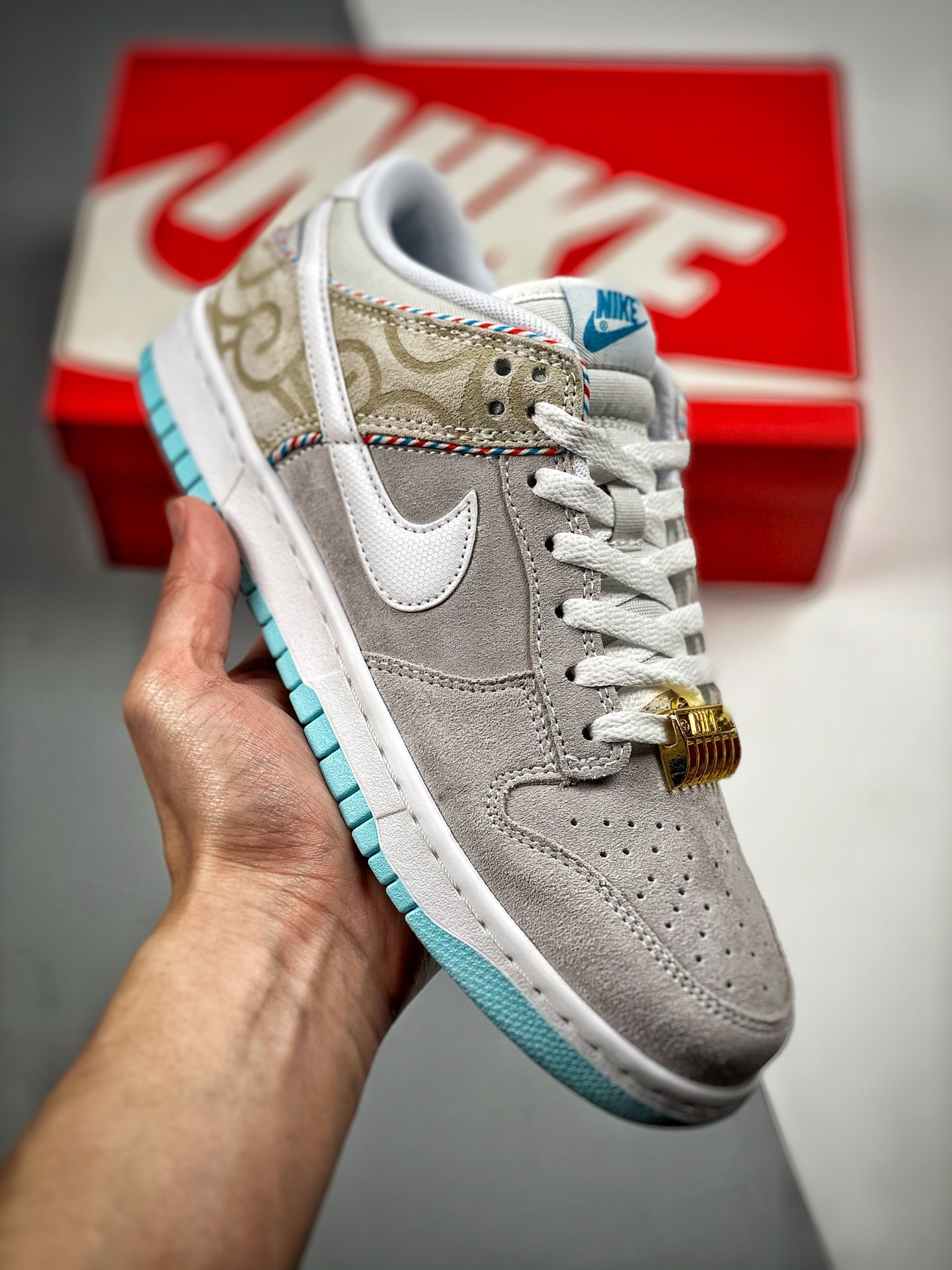 Nike Dunk Low Barber Shop GreyWhite-Red-Blue DH7614-500 5339378