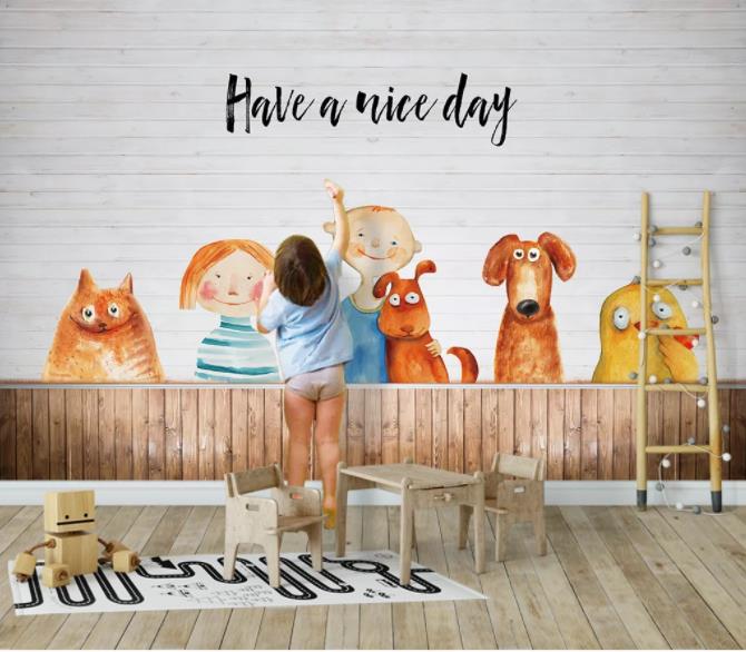 3D Color Cartoon Animals Wall Mural Wallpaperpe 442