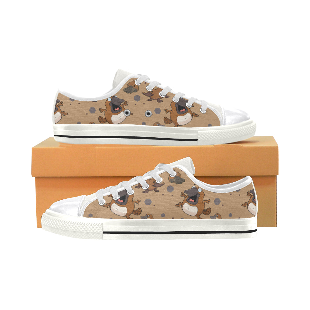 Platypus Pattern White Women’s Classic Canvas Shoes