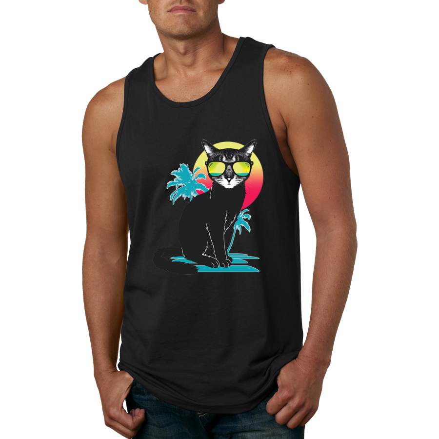 Cool California Beach Kitten Silhouette Sun Cat Cat Lover, Cats,  Graphic Tank Top