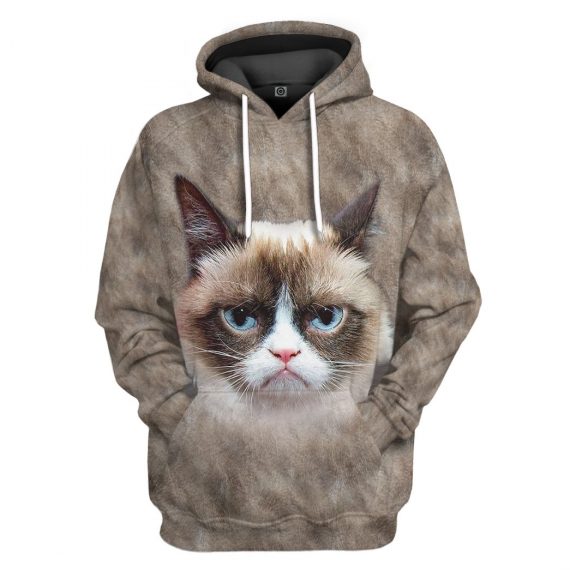 3D Grumpy Cat Front And Back All Over Print Unisex Hoodie Cat Lovers