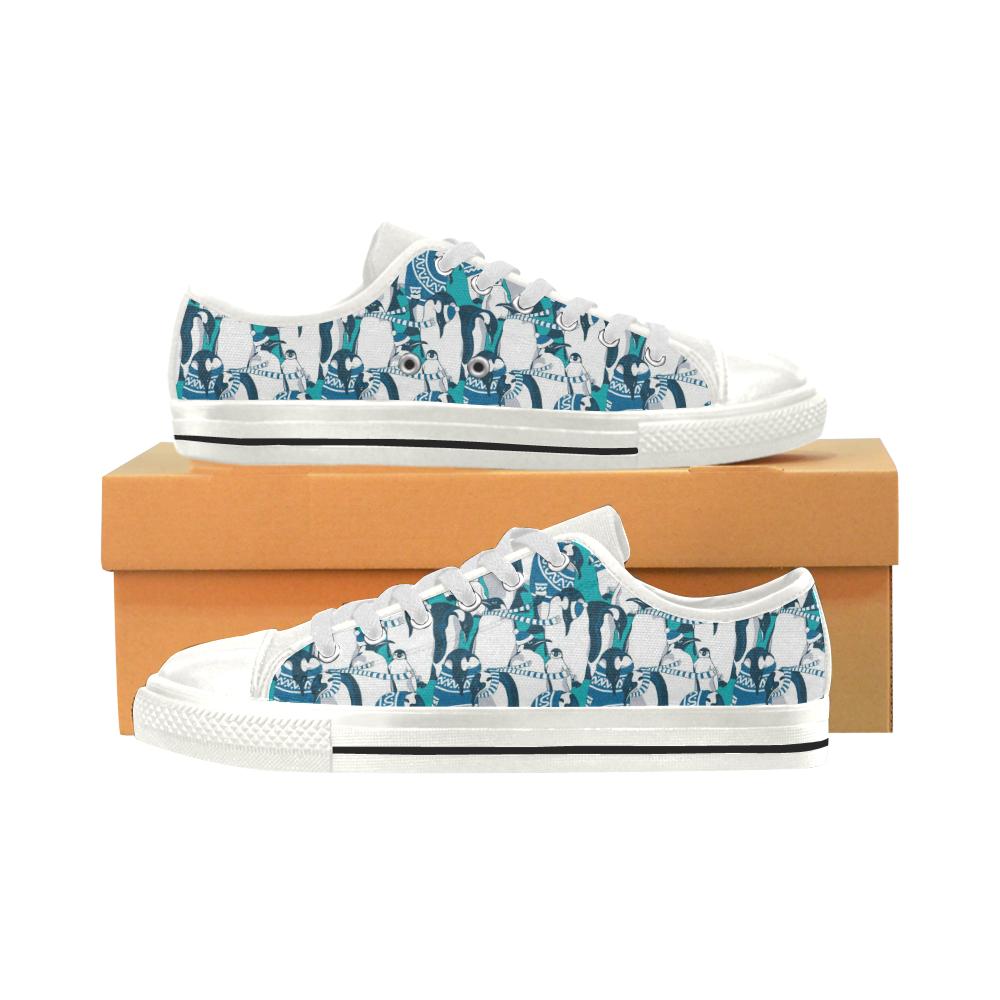 Penguin Pattern Women’s Low Top Shoes White