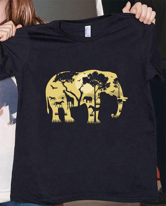 Nature Wild Animals Elephant Shape For Nature Love Standard Men T-shirt