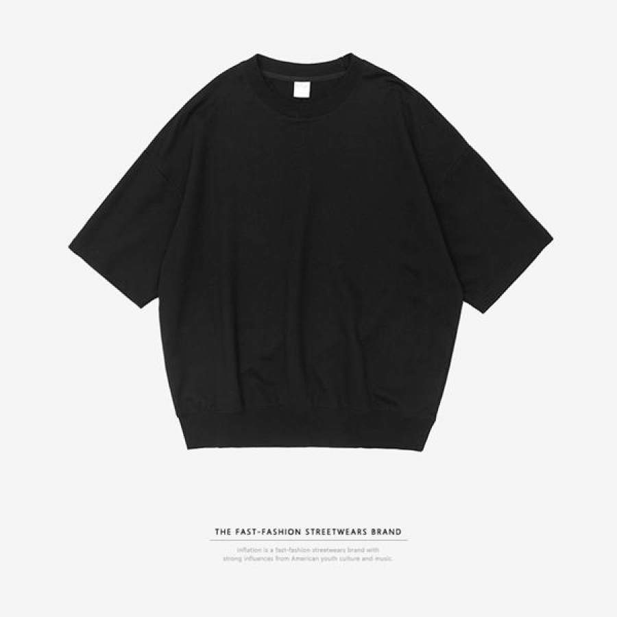 Spring Summer Cotton T-shirt Clothing Solid Casual Drop Shoulder Top Tee Hip hop Highstreet tshirt