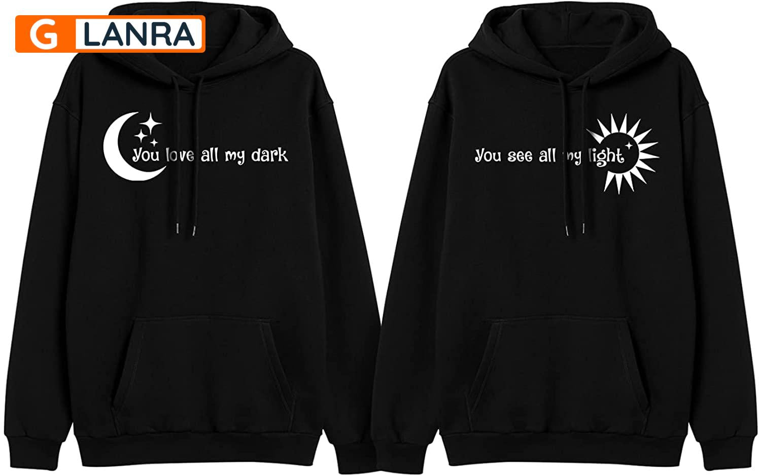 You See All My Light You Love All My Dark Hoodie, Sun Moon Couple Hoodie, Matching Couple Hoodie, Husband Wife Hoodie, Unisex Sweater, Sweatshirt