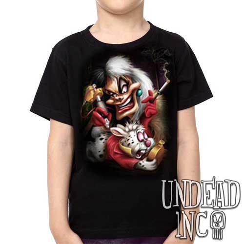 Villains Cruella De Vil Tattooing White Rabbit  – Kids Unisex Girls And Boys T Shirt Clothing