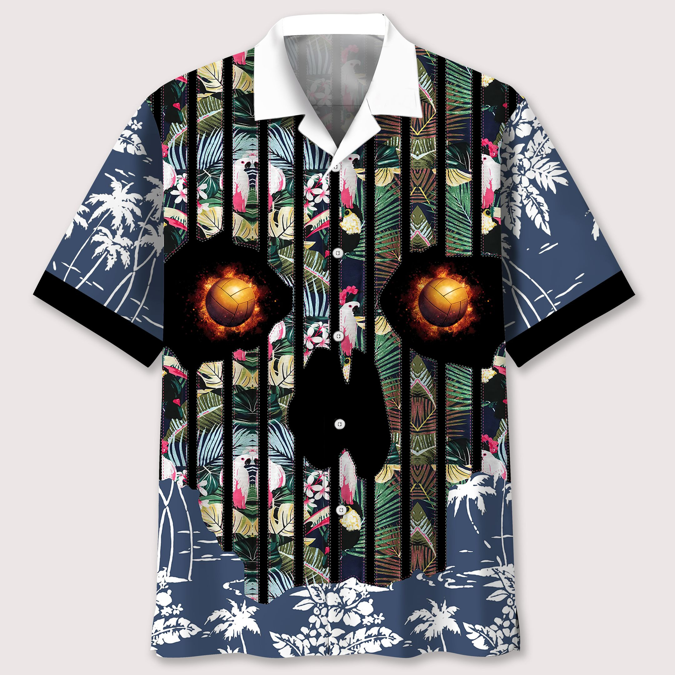 Volleyball Flower Skull Hawaiian Shirt Ha22312