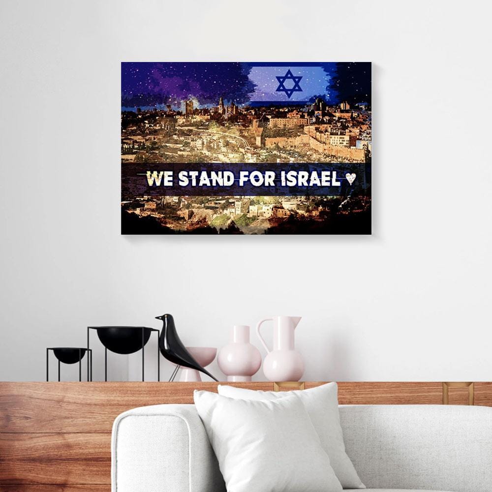 Canvas Prints We Stand For Israel The City At Night Printing Home Canvas Wall Art Home Decor