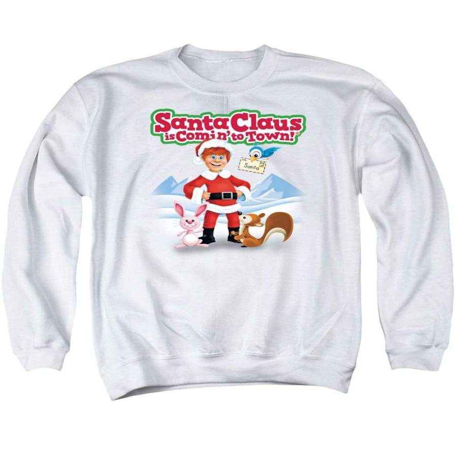 Santa Claus Is Comin to Town Animal Friends Men’s Crewneck Sweatshirt