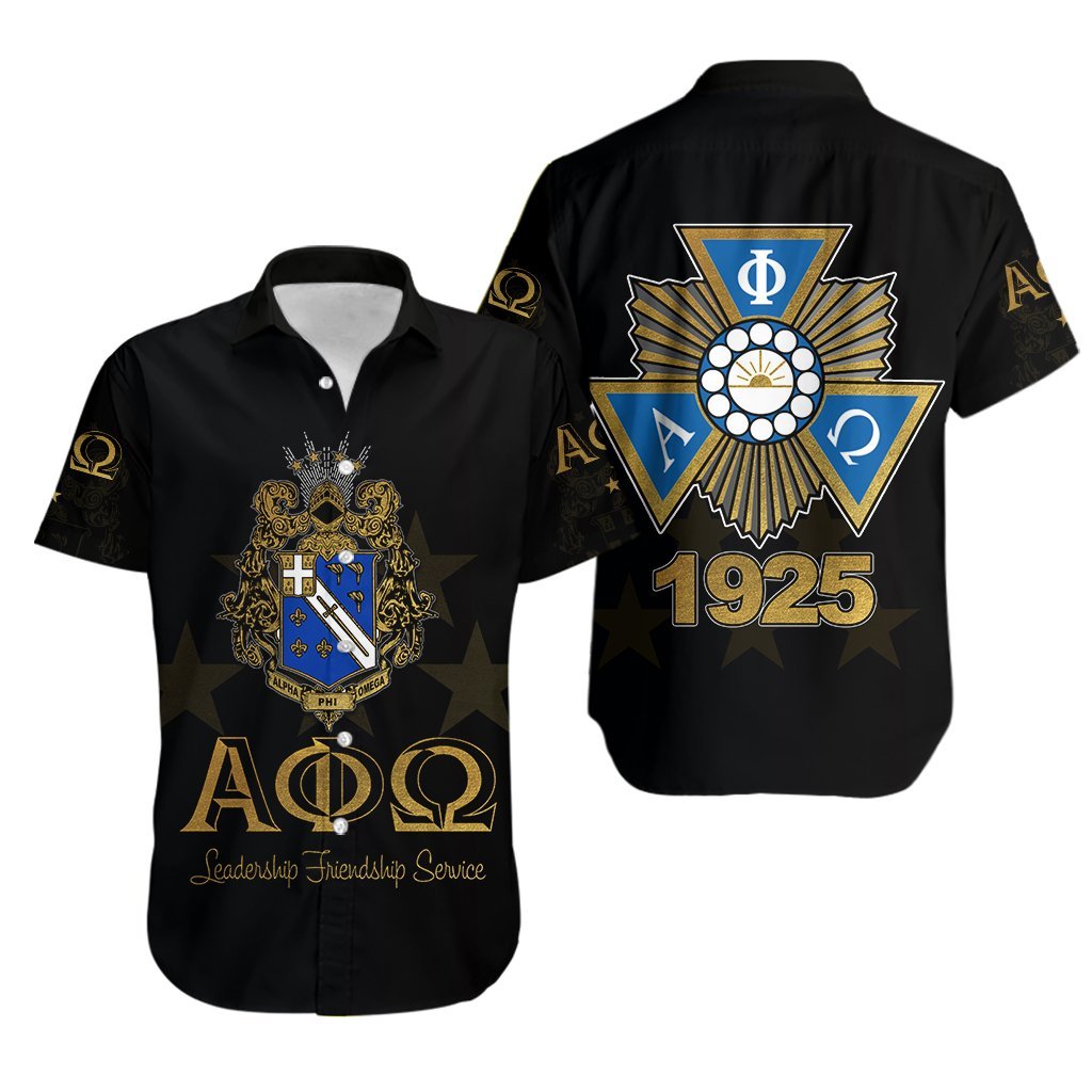 Alpha Phi Omega Hawaiian Shirt Black Style Lt6