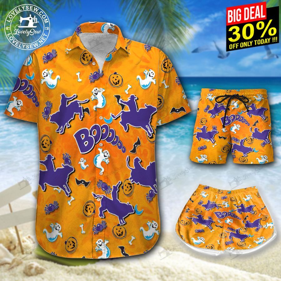 Bull Riding Halloween Hawaiian Shirt Shorts Ha28973