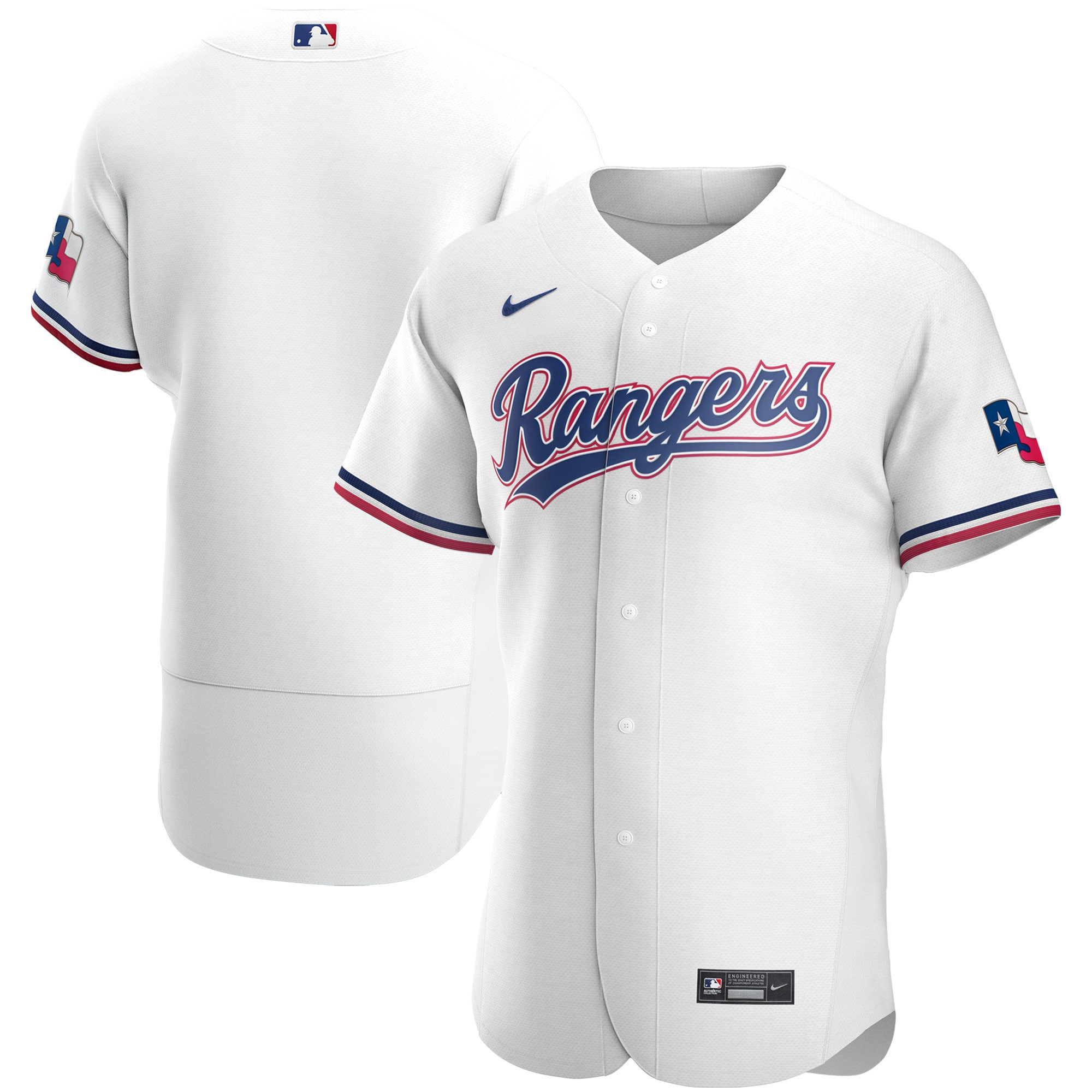 Texas Rangers Home Authentic Team Logo Jersey White MLB