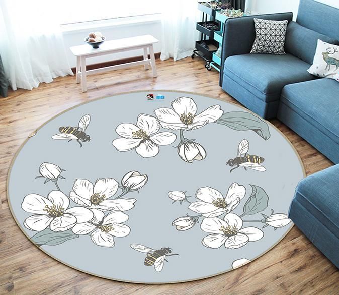 3D Bee Collecting Honey 318 Round Rug – Round Carpet Home Decor