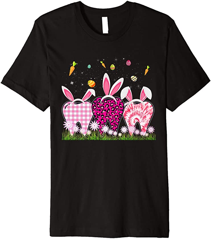 Easter Day 2021 Cute Leopard Plaid Tooth Dental Assistant Premium T-Shirt