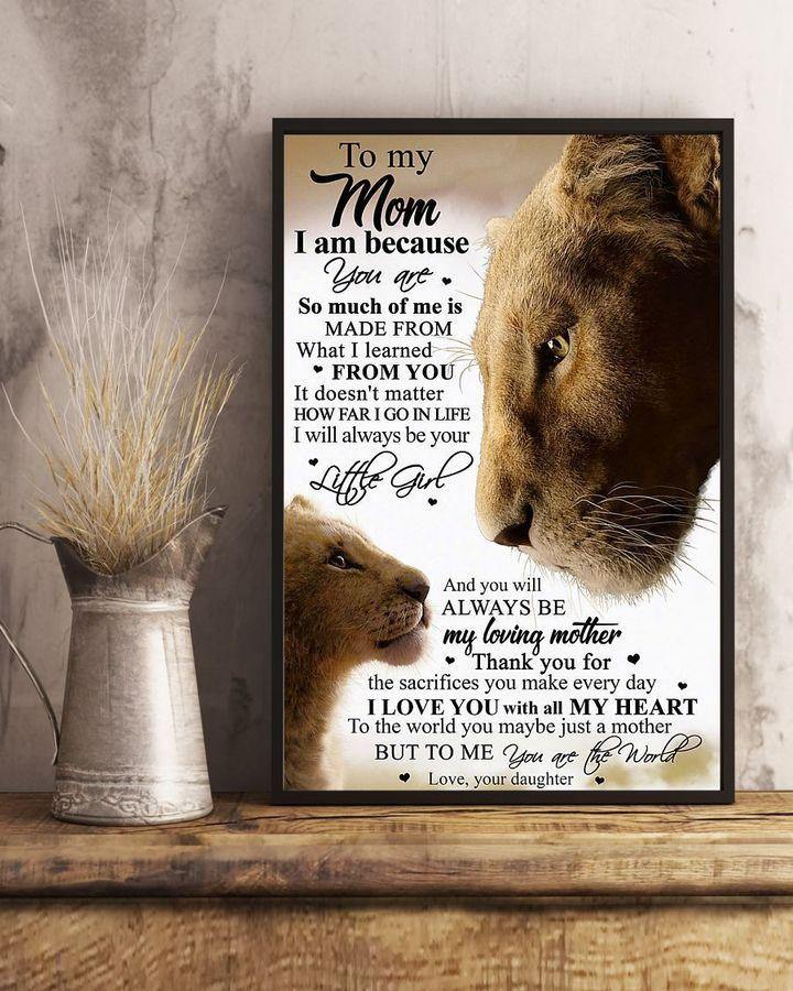 [Personalized Name] Lion I Am Because You Are Daughter Gift For Mom  – Gift For Mother’S Day, Gift For Home Decor For Family – Matte Canvas