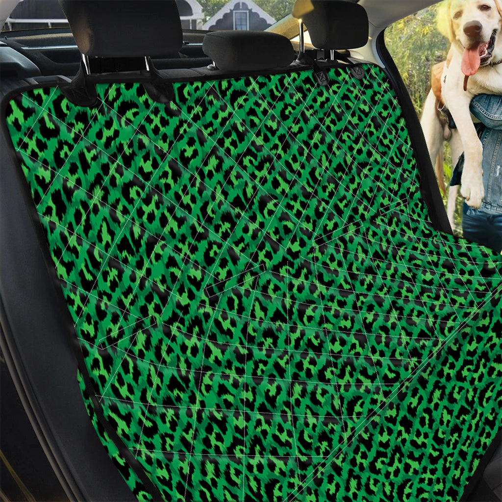 Green Leopard Print Pet Car Back Seat Cover