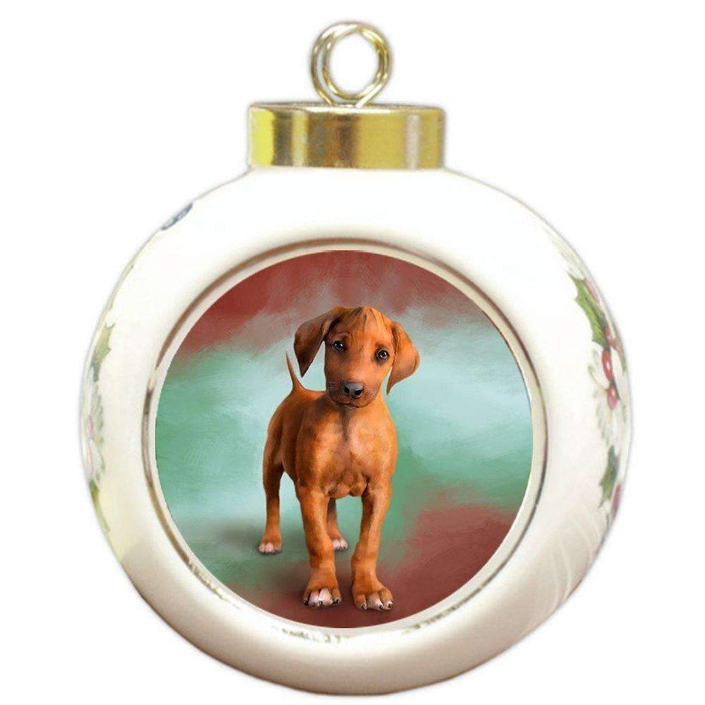 Rhodesian Ridgeback Puppy Round Ball Christmas Ornament Rbpor48073