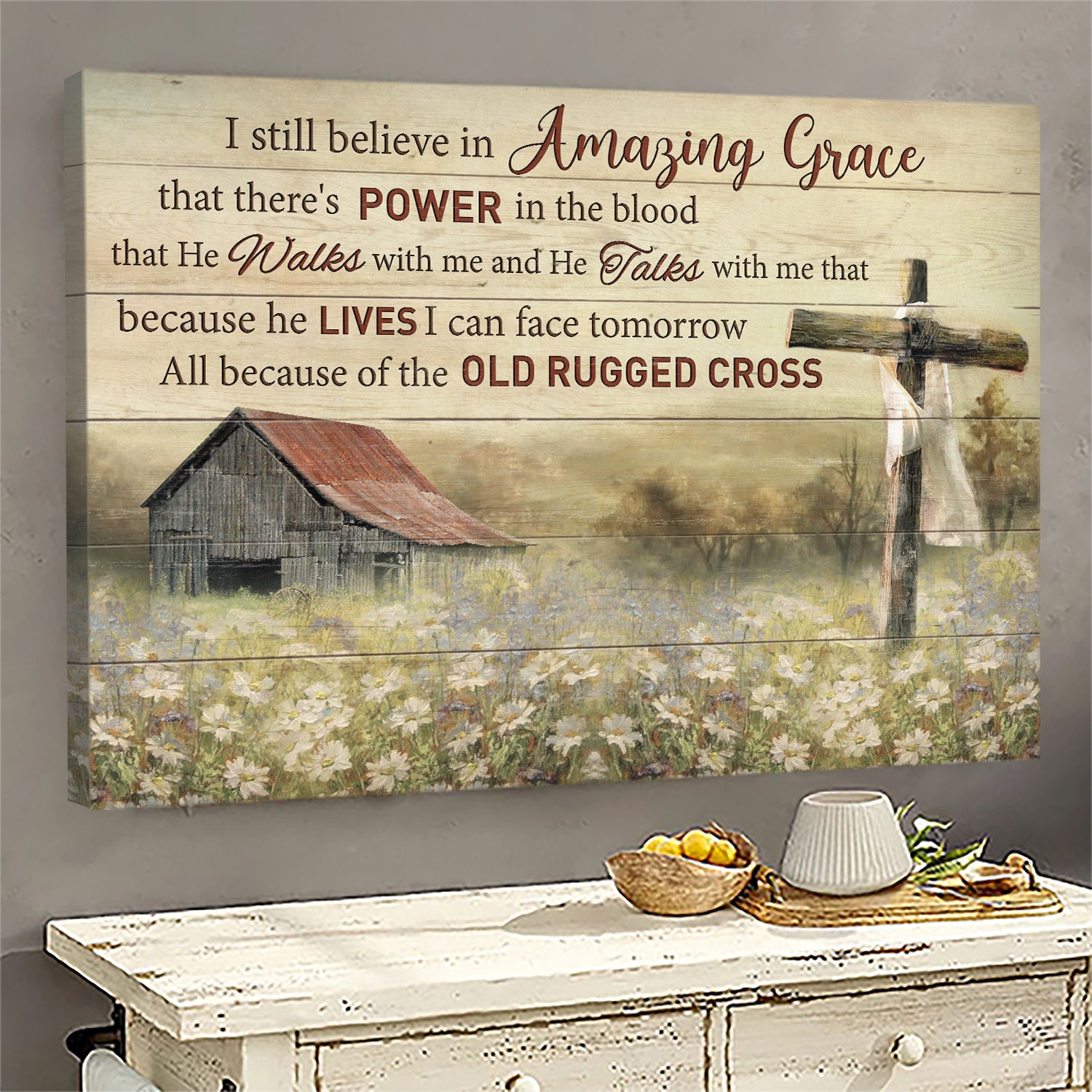 All Because Of The Old Rugged Cross Jesus Landscape Canvas Print – Wall Art