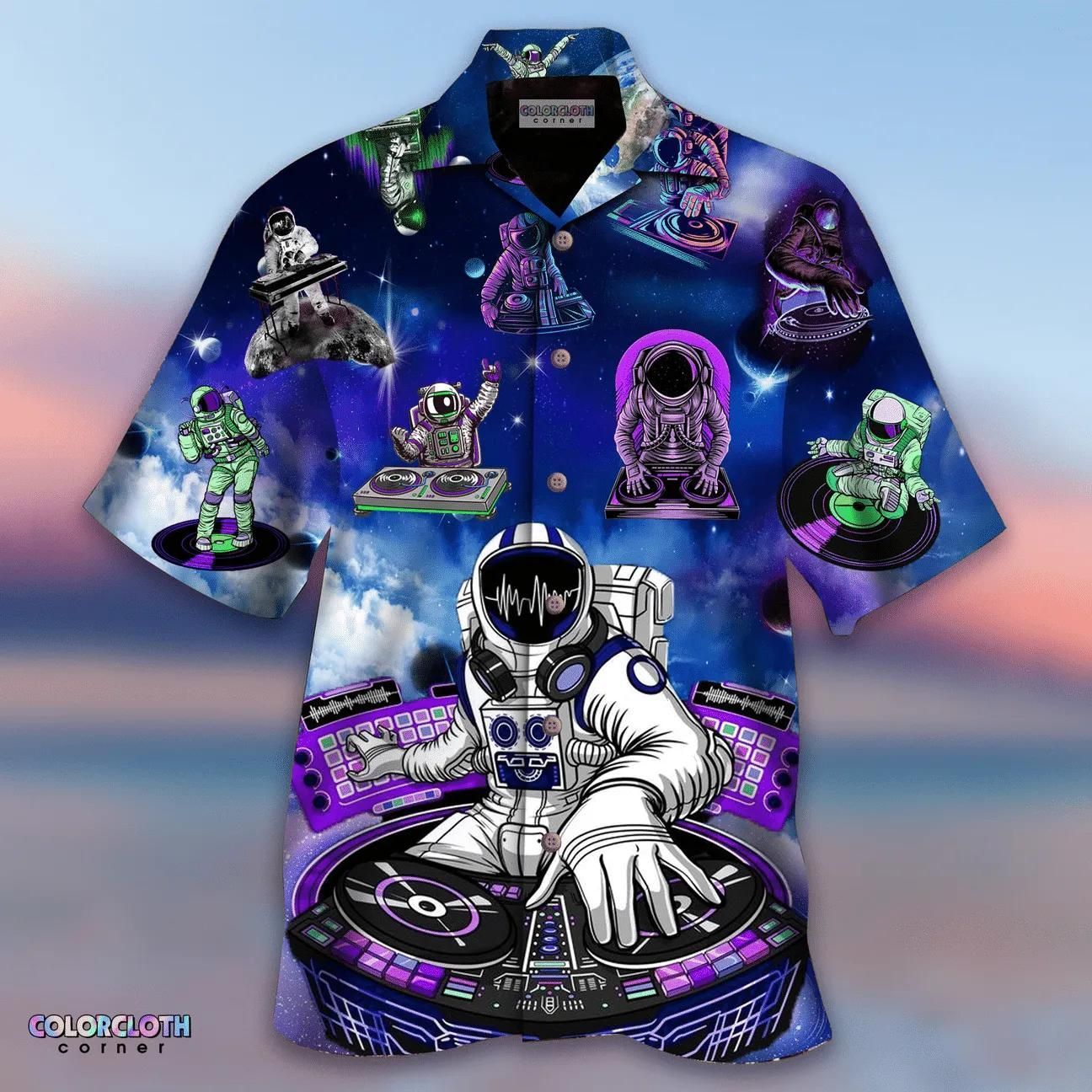 Astronaut Is The Best Dj Aloha Hawaiian Shirt Colorful Short Sleeve Summer Beach Casual Shirt For Men And Women