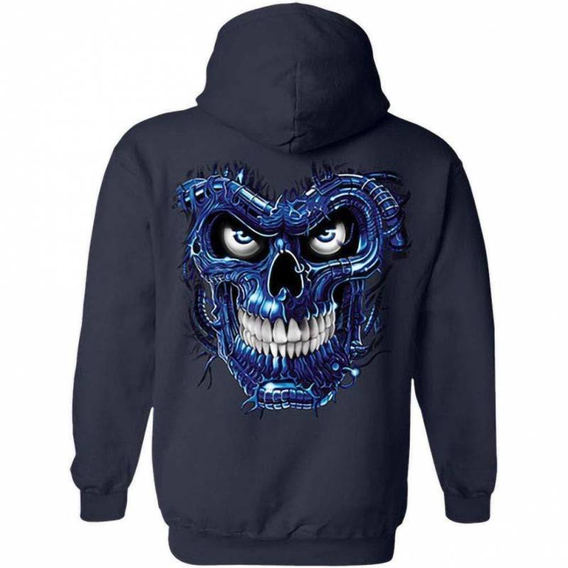 Terminator Skull Hoodie – Scary Red Eyes Sweatshirt Black Bunny Hug