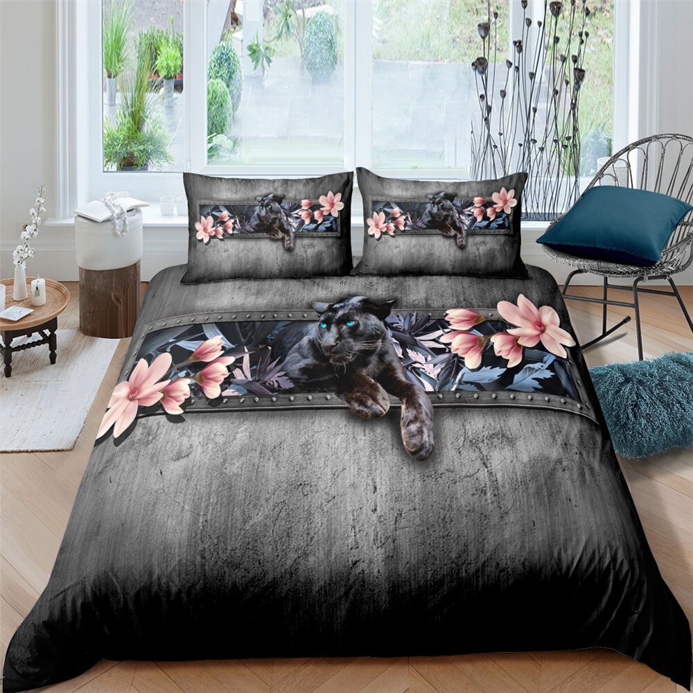 Zeimon Cute Cat Elephant 3D Bedding Set Cartoon Duvet Cover Bedding King Queen Sizes Bed Set Printed Bed Cover