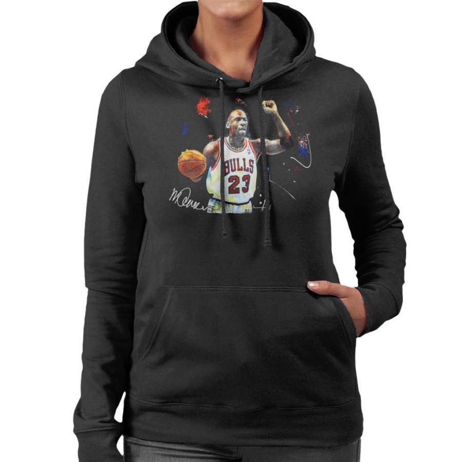 Sidney Maurer Original Portrait Of Michael Jordan Chicago Bulls Basketball Women’s Hooded Sweatshirt