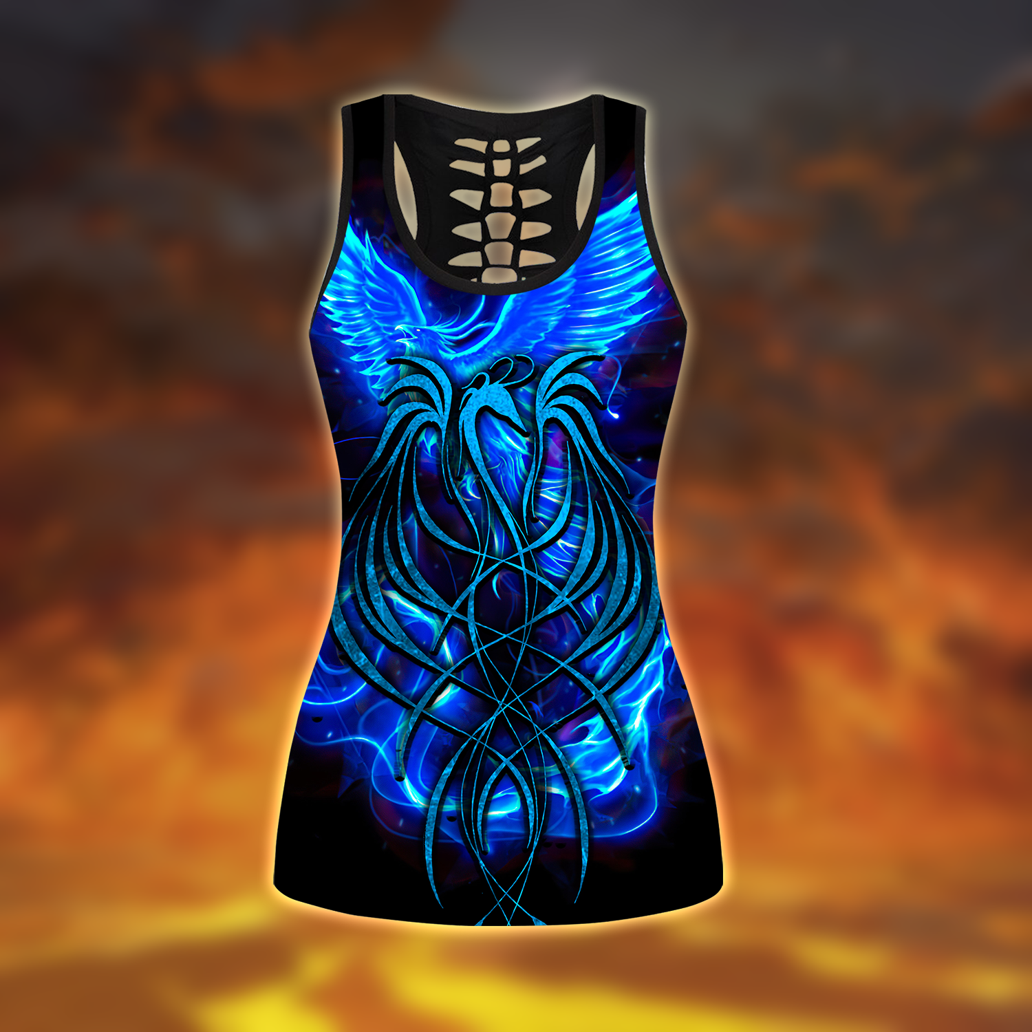 Women Phoenix Tank Top Legging Royal Blue Phoenix Tattoo 3D All Over Printed Tank By Sun Am250502