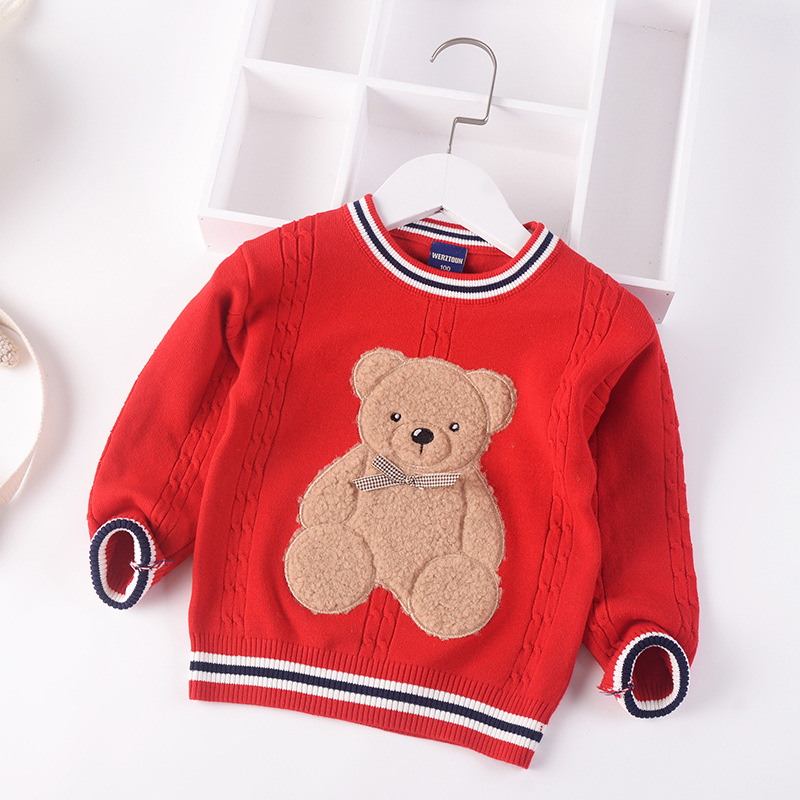 Boys Knitted Sweater Spring Toddler Pullover Sweater Baby Boys Cartoon Bear Outwear Children Clothes Kids Girls Knitwear Jacket alx