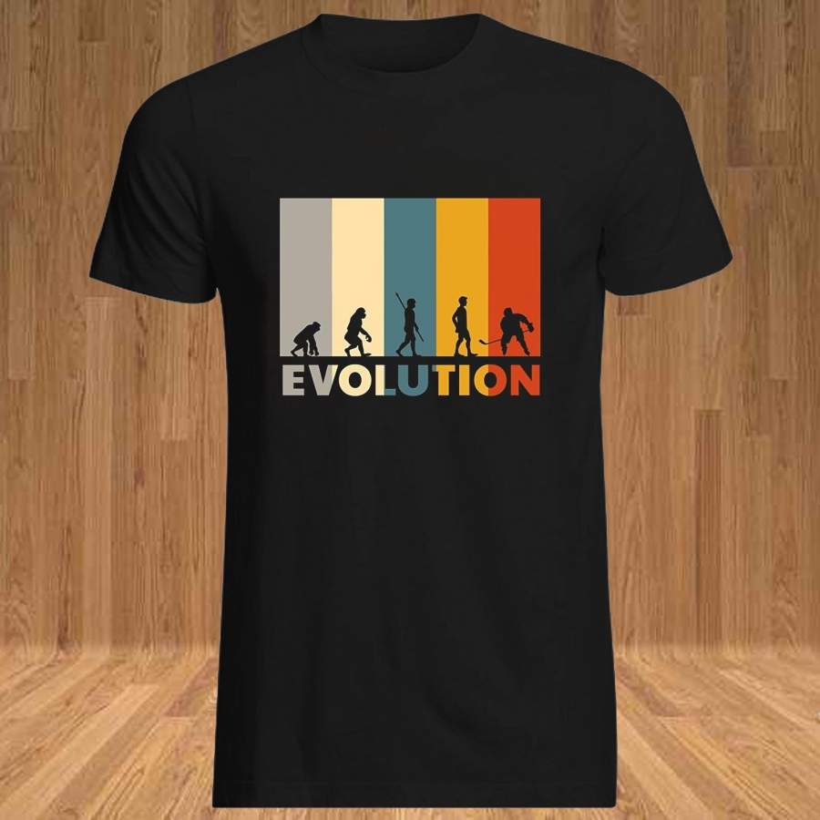 Evolution Ice Hockeyer T-Shirt 80s Vintage Casual Short Sleeve T Shirt