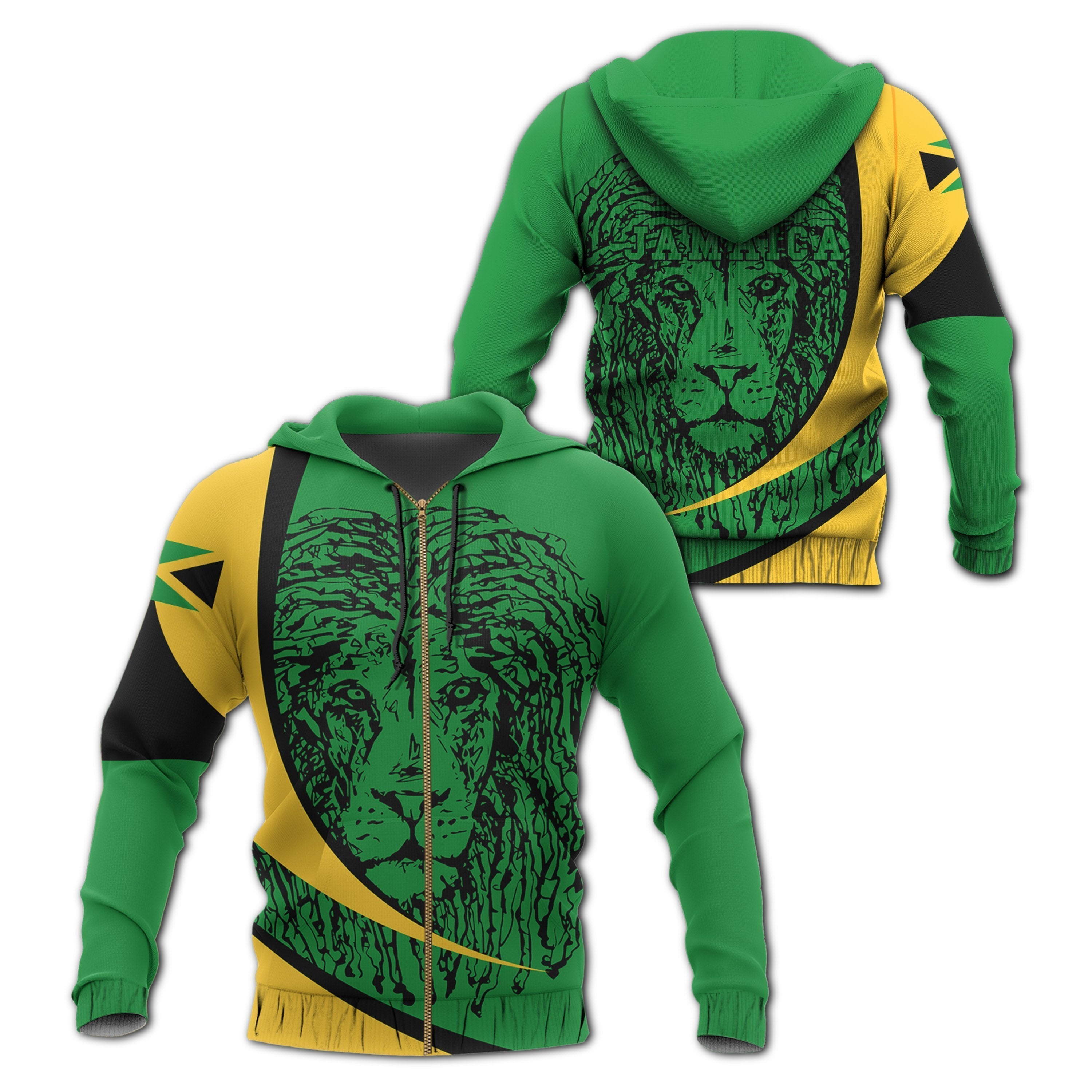 Greek Life Hoodie – Jamaica Lion Zipper Hoodie Arch Style – Karipun
