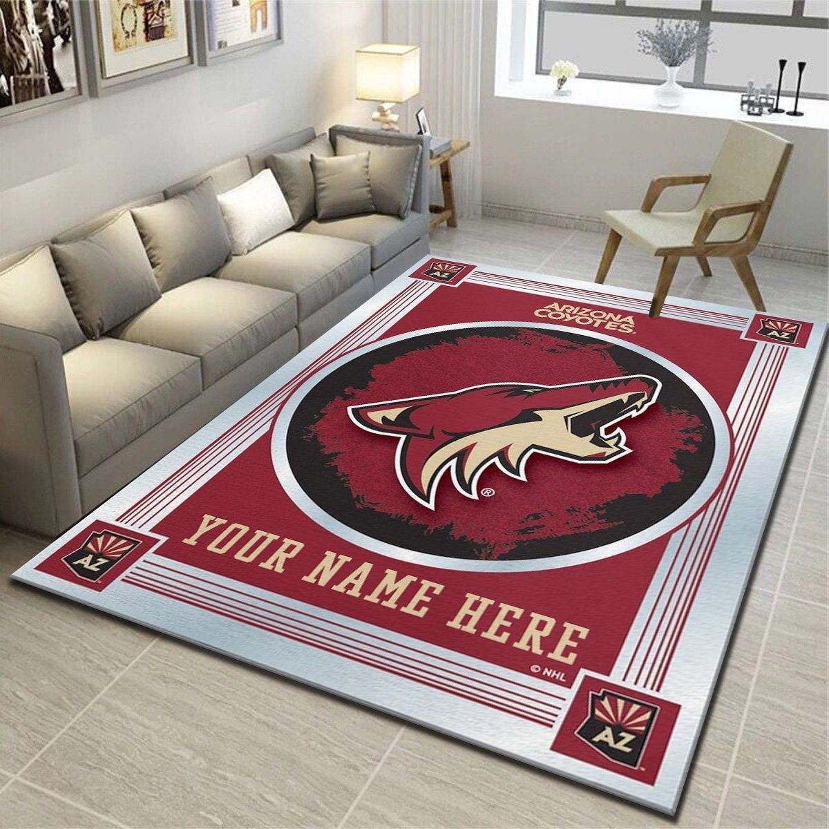 Arizona Coyotes Personalized Rug, Living Room Bedroom Carpet, Customized Fan Cave Floor Mat