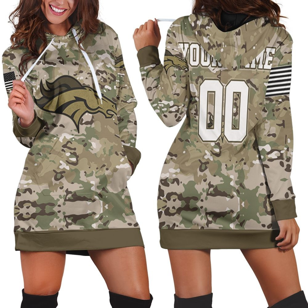 Denver Broncos Camo Pattern 3D Personalized Hoodie Dress