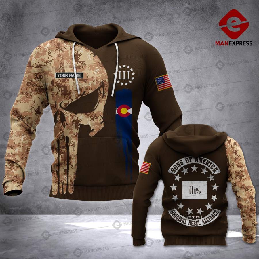 VH CUSTOMIZE  Colorado THREE PERCENTER HOODIE 3D ALL OVER PRINT 2408 LVT