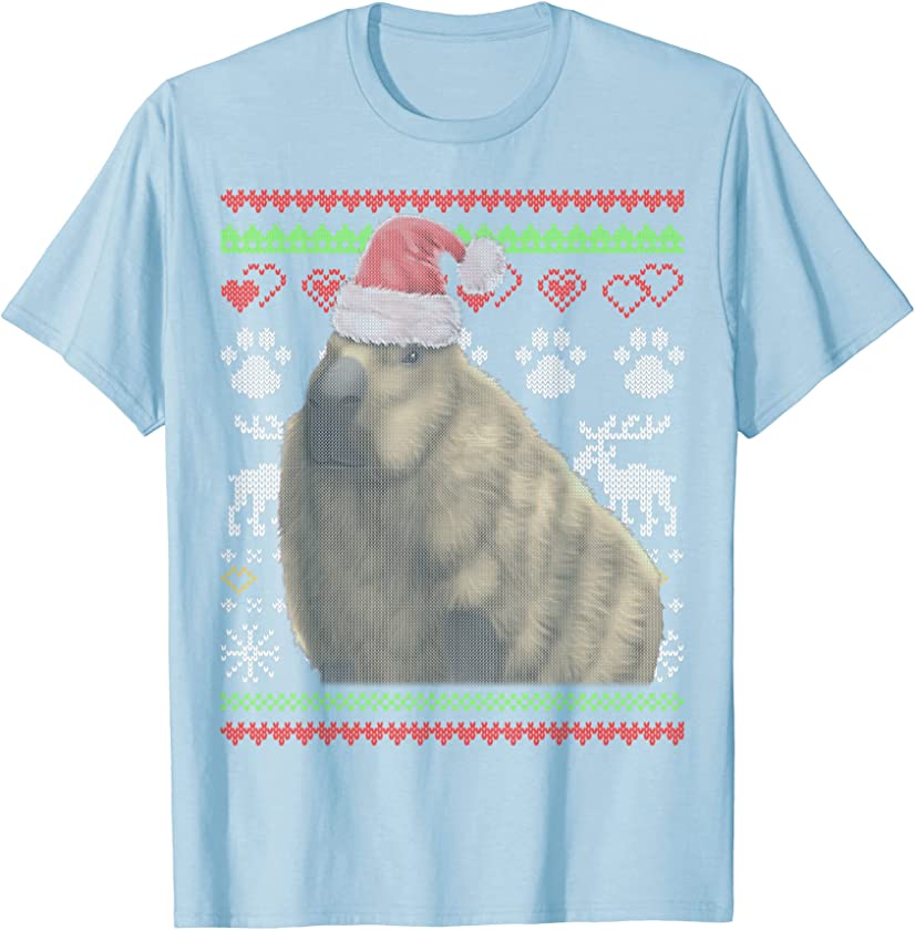 Capybara Santa Claus Ugly Christmas Pattern X-Mas T-Shirt