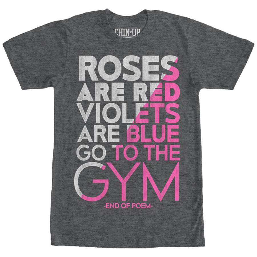 CHIN UP Women’s Valentine Roses Are Gym Poem  Boyfriend Tee Charcoal Heather