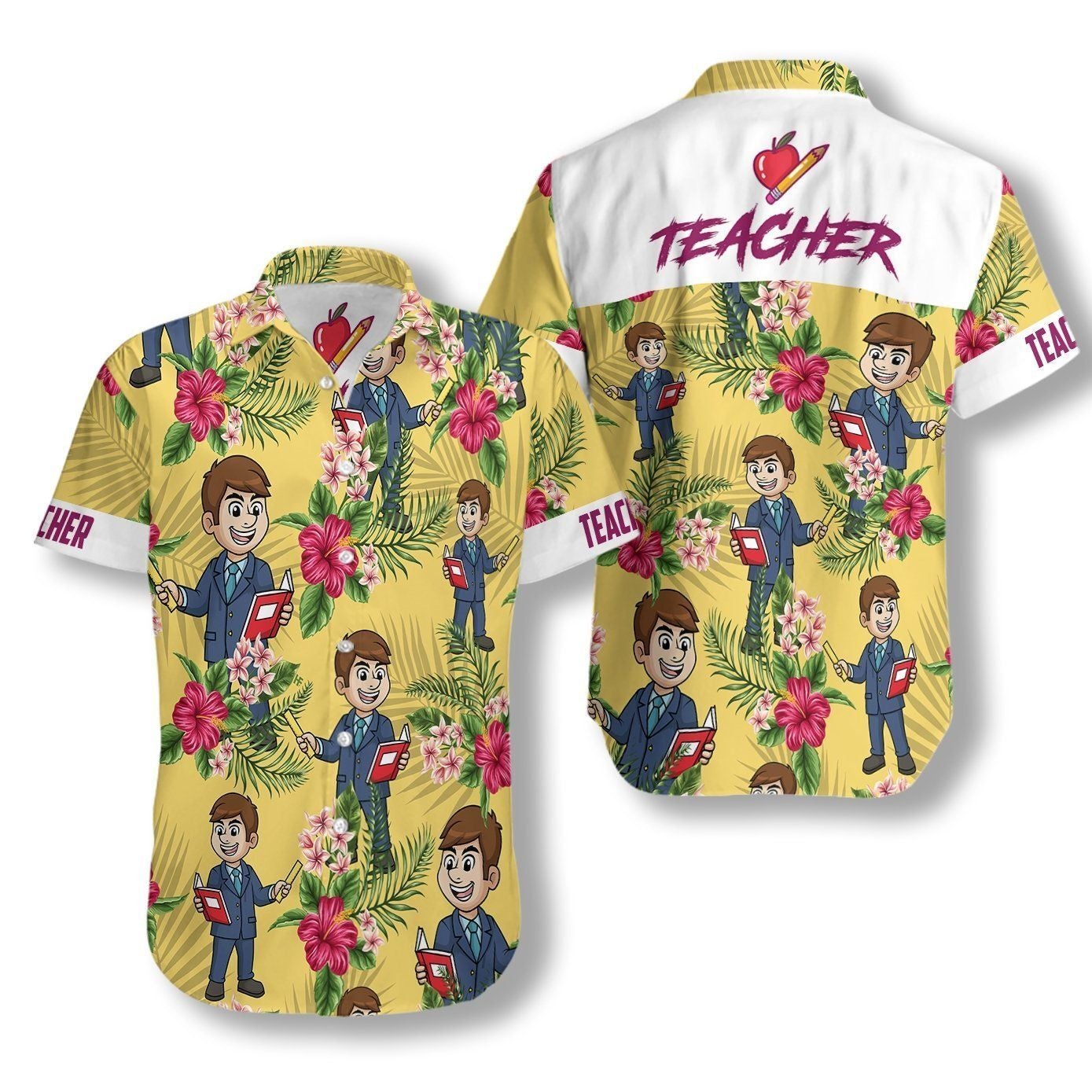 Proud Teacher Hawaii Unisex Print Aloha Short Sleeve Casual Shirt Ha23592