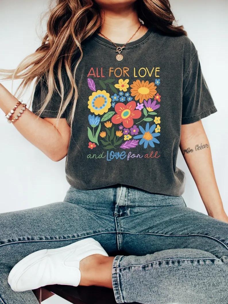 Comfort Colors All for Love Love for All T- Shirt, LGBTQ Shirt, Pride Month Tee, Pride Love Shirt, Gift for Pride