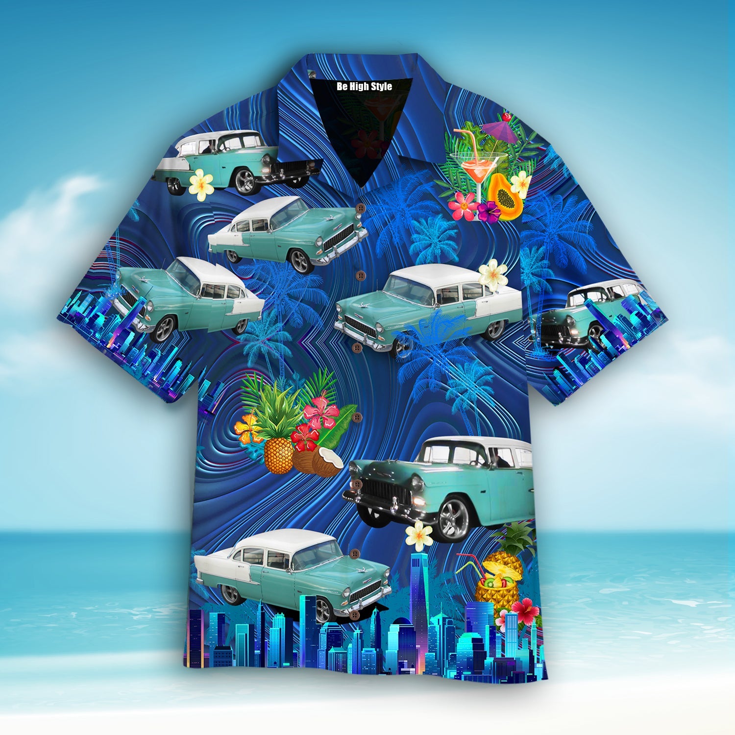 1955 Chevy Car Cool Design Aloha Hawaiian Shirt | Hw1198