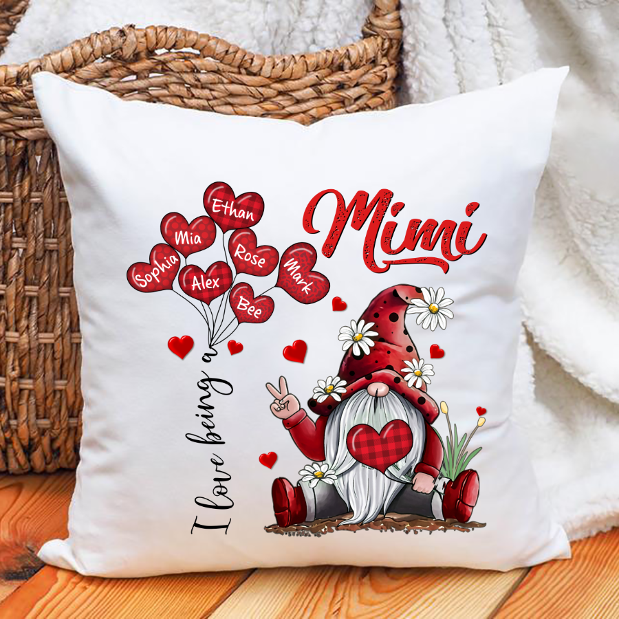 Personalized I Love Being A Mimi Gnome Pillow