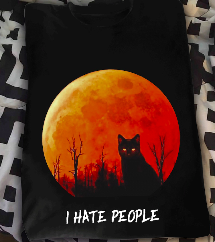 Black Cat I Hate People In The Moon Gift Standard/Premium T-Shirt